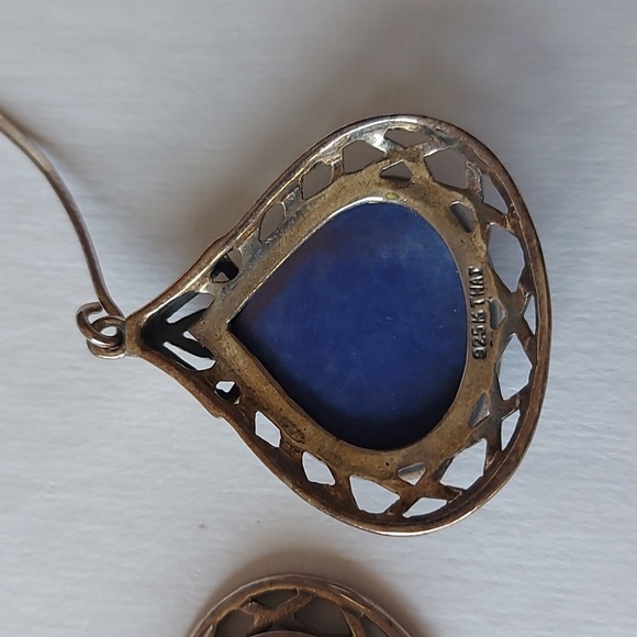 Earrings blue teardrop Dangle silver - Picture 3 of 3